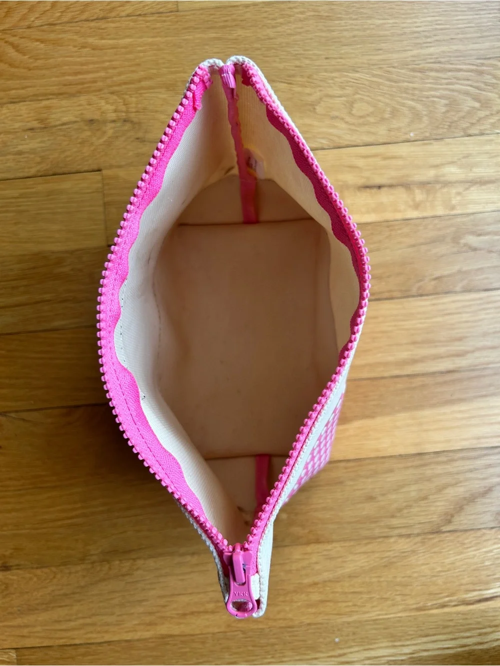 Vineyard Vines Cream Canvas Cosmetic Pouch with Pink Heart Base